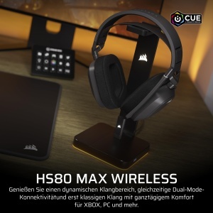 Casti audio Corsair HS80 MAX Wireless, Bluetooth, 65 ore autonomie, gri - Img 2