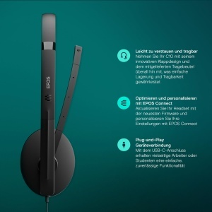 Casti audio cu microfon EPOS C10, conectivitate USB-C, tehnologie EPOS BrainAdapt - Img 3