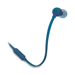 Casti audio JBL Tune 110, cu fir, microfon, culoare albastra, sunet Pure Bass
