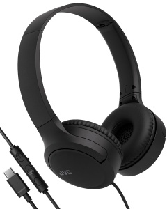Casti audio JVC HA-S33UC-B USB-C, 30mm, negru, cu microfon si control volum