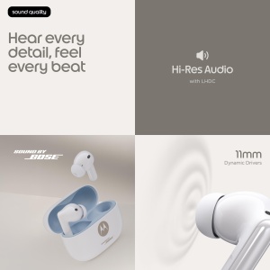 Casti audio Moto Buds 2 Plus, alb, cu tehnologie Bose, 40 ore autonomie - Img 2