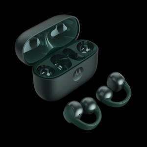 Casti audio Moto Buds Loop, culoare Verde Trekking, design Open-Ear, rezistente la apa