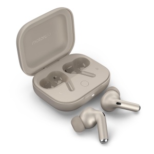 Casti audio Motorola Moto Buds Plus, Active Noise Cancelling, Beige Sand, 38 ore autonomie - Img 2