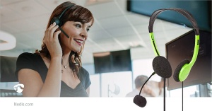 Casti audio NEDIS PC-Headset Stereo cu Microfon Extern 2.00 m Verde - Img 7