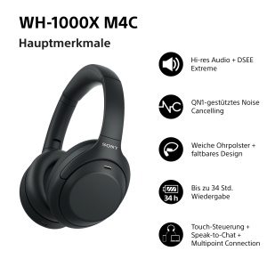 Casti audio Sony WH-1000XM4C cu Noise Cancelling, 34 ore autonomie, design pliabil - Img 2