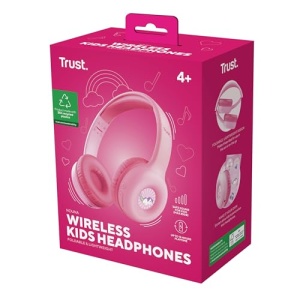 Casti Bluetooth Trust Nouna pentru copii cu limitator de volum (85dB) pentru copii de la 4 ani, Casti pliabile pe ureche cu microfon, 15 ore de redare, Casti pentru copii fara fir, roz - Img 15