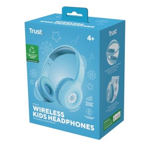 Casti Bluetooth Trust Nouna pentru copii cu limitator de volum (85dB) pentru copii de la 4 ani, Casti pliabile pe ureche cu microfon, 15 ore de redare, Casti pentru copii fara fir, albastru - Img 15