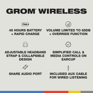 Casti fara fir Skullcandy Grom durata de viata a bateriei de 45 de ore limita de volum compatibile cu dispozitive iPhone Android si Bluetooth - Negru - Img 4