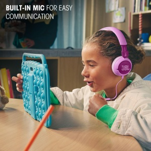 Casti JBL Junior 320 On-Ear pentru copii volum limitat 85 dB microfon integrat albastru - Img 4