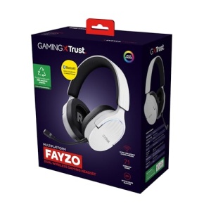 Casti pentru jocuri Trust Gaming GXT 491W Fayzo Bluetooth + 2.4GHz, sunet surround 7.1, durata de viata a bateriei 22H, 35% plastic reciclat RGB Casti over-ear PC Bluetooth fara fir PS5 PS4 Switch, alb - Img 18