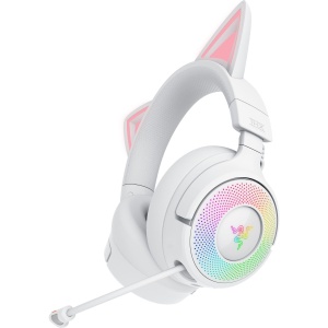Casti wireless gaming Razer Kraken Kitty V3 Pro RGB THX Spatial Audio Alb
