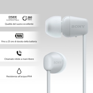 Casti wireless Sony WI-C100 Bluetooth 25 ore autonomie microfon integrat Alb - Img 4