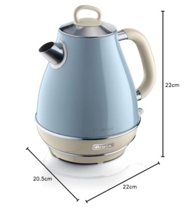 Ceainic Ariete Vintage 2869, Ceainic electric retro cu nivel vizibil al apei, Baza fara fir la 360deg, Oprire automata, Strecuratoare de ceai, Capacitate 1,7 L, Otel inoxidabil, 2000 W, Albastru - Img 7