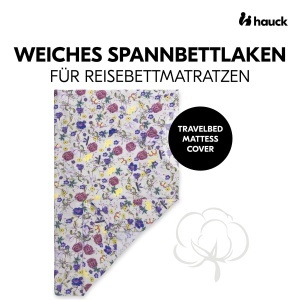 Cearsaf pentru patut bebe hauck 60x120 cm, Musselin, Bej Floral - Img 2