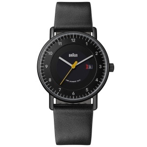Ceas barbatesc Braun BN0301BKBKG, 40 mm, cu cadran negru si bratara din piele