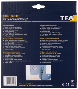 Ceas de baie TFA Dostmann 60.3539.02, cu temperatura, montare fara gauri, argintiu - Img 3