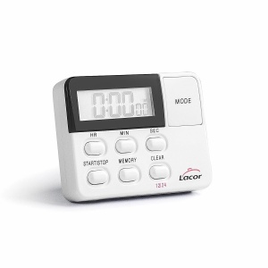 Ceas de bucatarie Lacor 60802 cu alarma, timer, LCD, 24h, Alb