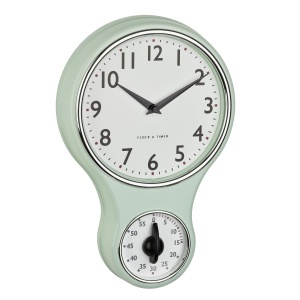Ceas de perete analogic TFA Dostmann 60.3073.20, design retro, timer 60 min, mint-verde