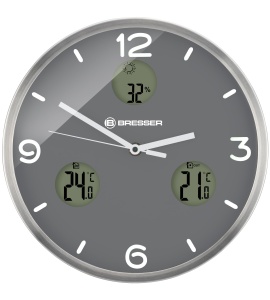Ceas de perete Bresser MyTime io NX, 30 cm, gri, cu termometru si higrometru - Img 3