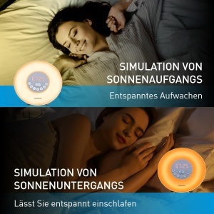 Ceas desteptator Grundig Lichtwecker, cu simulare a rasaritului, 10 sunete naturale, LED colorat - Img 4