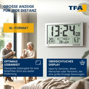 Ceas digital de perete TFA Dostmann 60.4517.54 cu display XL, argintiu - Img 2
