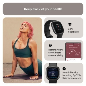 Ceas inteligent Fitbit Versa 4 cu GPS, bratara sport, negrugrafit, 6 zile autonomie - Img 4