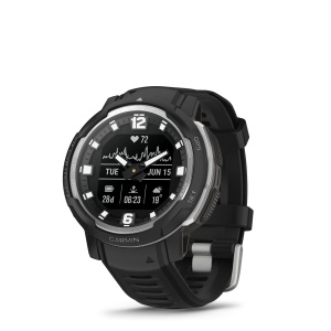 Ceas inteligent Garmin Instinct Crossover, negrusilver, bratara silicon, 40 sporturi