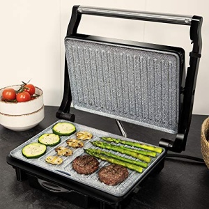 Cecotec Rock'nGrill 1500 Gratar electric rapid. Placare RockStone Stone, placa superioara reglabila pe inaltime, tava de grasime, putere de 1500 W, placare ecologica (1500 W) - Img 3