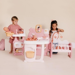 Centrala de Joaca pentru Papusi Smoby Baby Nurse - 3 in 1, 19 Accesorii, din Plastic Reciclat - Img 4