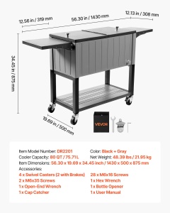Centrala de racire VEVOR DR2201, 75,71 L, negru, pentru 50 sticle - Img 7
