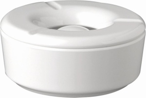 Cenusa cu capac APS 83488, 11,5 cm, inaltime 5 cm, melamin, alb