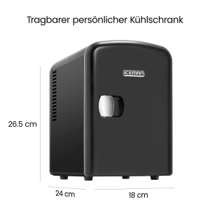 Chefman | Mini frigider portabil Iceman Black, raceste si incalzeste, Frigider mic cu 4 litri, 6 compartimente pentru produse cosmetice, gustari, machiaj, alimentare AC/DC, casa/masina/dormitor - Img 7