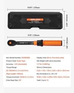 Cheie dinamometrica VEVOR SG16002B 14 23-226 Nm Precizie -3 Otel aliat - Img 7