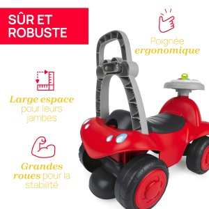 Chicco Billy Walk&Ride Eco+, Primii pasi, Dispozitiv de mers si calarie 2 in 1, Asamblare usoara, Ghidon ergonomic, Roti late, cu zgomot si lumini de conducere, Plastic reciclat, 12-36 luni, Rosu - Img 8