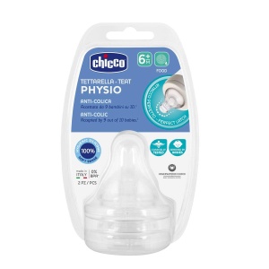 Chicco Chicco TETINA FIZIOLOGICA ANTI-COLICA, HRANA VASCOASA, 6M+, SILICON, 2 BUC.