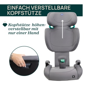 Chicco Quizy Lite i-Size scaun auto pentru copii 3-12 ani 100-150 cm greutate 15-36 kg usor de instalat reglabil reglabil pe inaltime cu cotiere captu - Img 4