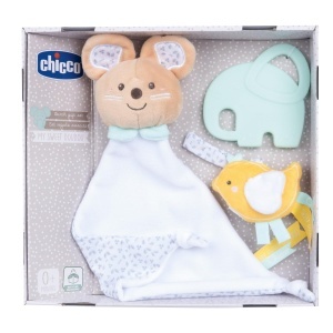 Chicco Set Cadou My Sweet Doudou pentru Nou-Nascuti Ratusca Velur si Inel Gingival Elefant - Img 2
