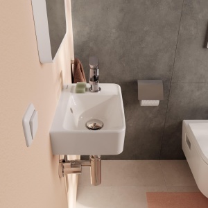 Chiuveta de mana hansgrohe Xanuia Q, 360 x 250 mm, alba, cu hahnloch si overflow - Img 8