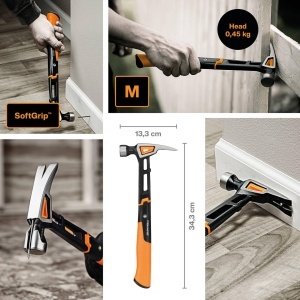 Ciocan cu dinti Fiskars IsoCore M, 34 cm, 0,82 kg, NegruPortocaliu - Img 2