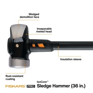 Ciocan demolator Fiskars ISOCORE 8 LB, 91,4 cm, otel premium, design ergonomic - Img 2