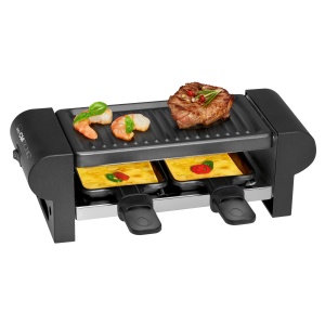 Clatronic(r) Raclette 2 Persoane | Mini raclette cu suprafata de gratar de aproximativ 20,5 x 10,5 cm | pentru gratar si gratinare | Placi si tigai antiaderente pentru gratar | 350W | RG 3592 - Img 1