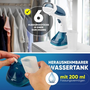 Clatronic(r) Steamer Smoother | gata de utilizare in 10 secunde | Indepartarea ridurilor pentru calatorii si birou | Cablu lung de 1,8 m | Abur | Perie cu abur | Calatorie cu vaporul | Aburi cu aburi | DB 3717 - Img 5