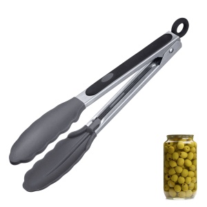 Cleste de servire Westmark, cu placi din silicon si manere cauciucate, lungime: 21 cm, otel inoxidabil/plastic/silicon, Classic Silicone Mini, argintiu/negru, 16162270 - Img 2
