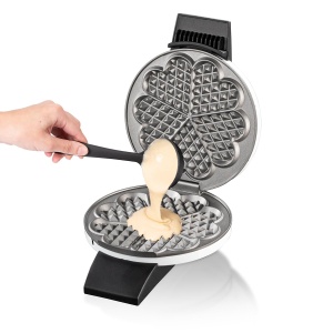 Cloer 1621 Aparat de vafe pentru vafe clasice cu inima, 930 W, dimensiune vafe 15,5 cm, grad de rumenire selectabil la infinit, alb, metal - Img 4