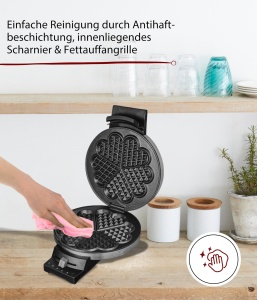 Cloer 189 Aparat pentru Wafe Inima 16 cm Antiaderent Inox 930W - Img 4
