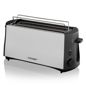 Cloer 3710 Prajitor de paine cu fante lungi pentru 4 felii de paine prajita, 1380 W, accesoriu pentru chifle integrat, dispozitiv de ridicare, sertar pentru firimituri, carcasa metalica termoizolata - Img 2