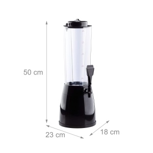 Coloana de bere Relaxdays cu robinet, IxLxA: 50 x 23 x 18 cm, capacitate 2,5 l, pompa transparenta, turn de bere, negru - Img 4