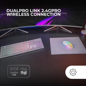 Combo Gaming Mars Gaming MCPWX, Tastatura RGB, Mouse Wireless 3200 DPI, Alb - Img 2