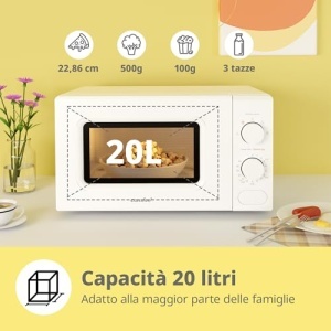 COMFEE Cuptor cu microunde alb 20 litri 700 W 5 niveluri de putere dezghetare rapida temporizator manual design compact - CM-M202CCWH - Img 2