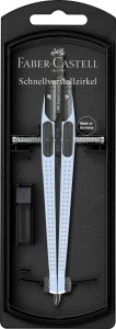 Compas Faber-Castell Grip Sky Blue, pentru cercuri de pana la 390 mm, metalic